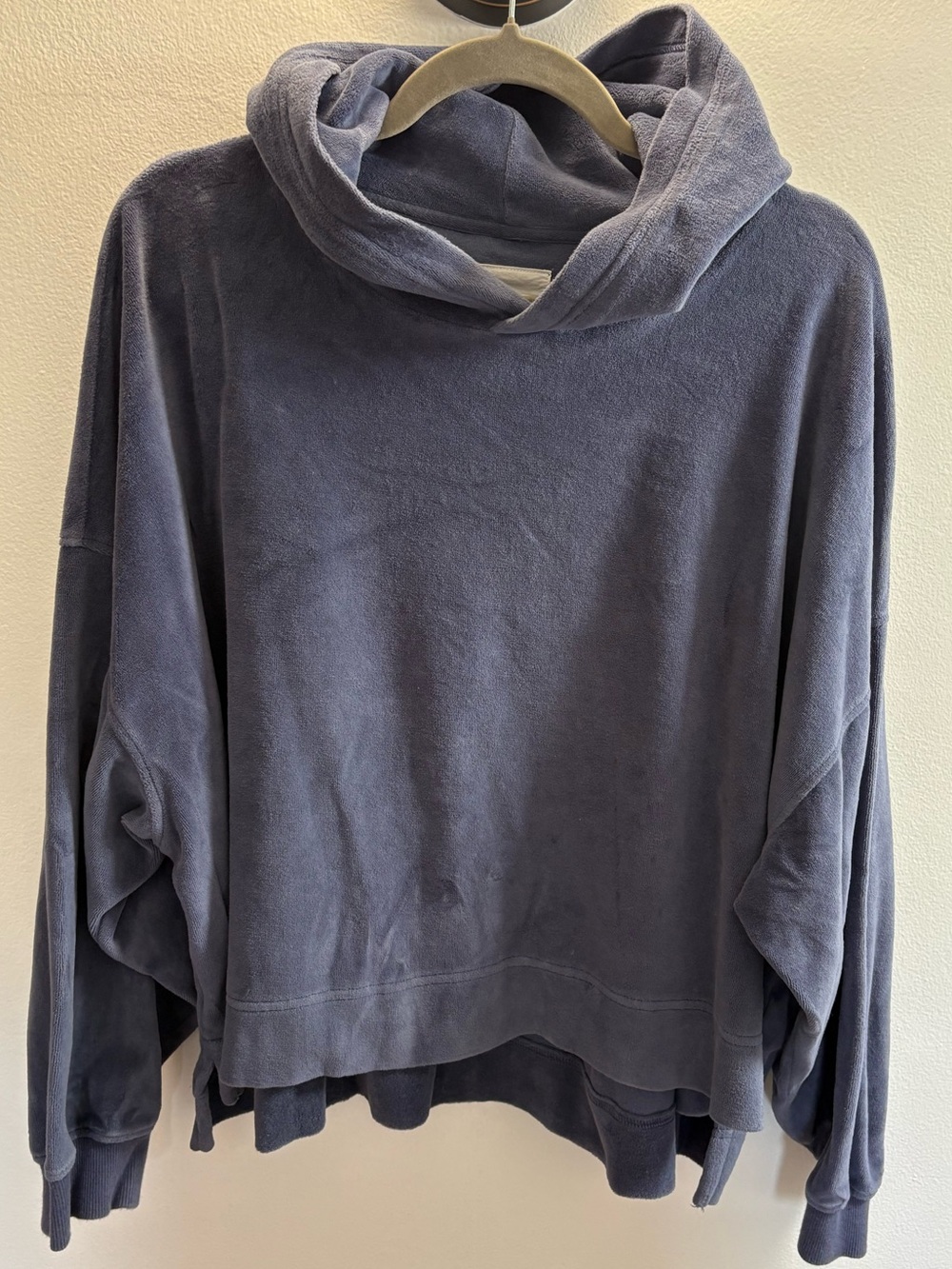 Aerie Periwinkle Blue Velour Hoodie Sweatshirt XL